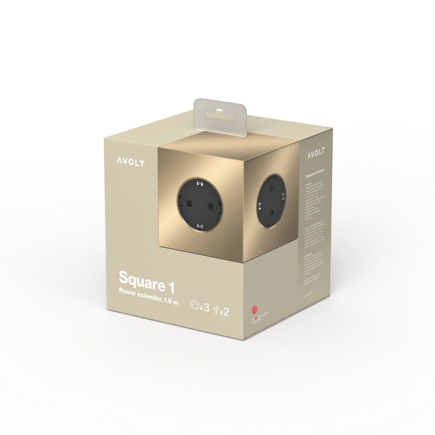 Square 1 Verlengsnoer Met Usb / Magneet, Messing 4 Square 1 Verlengsnoer Met Usb / Magneet, Messing - Afbeelding 2