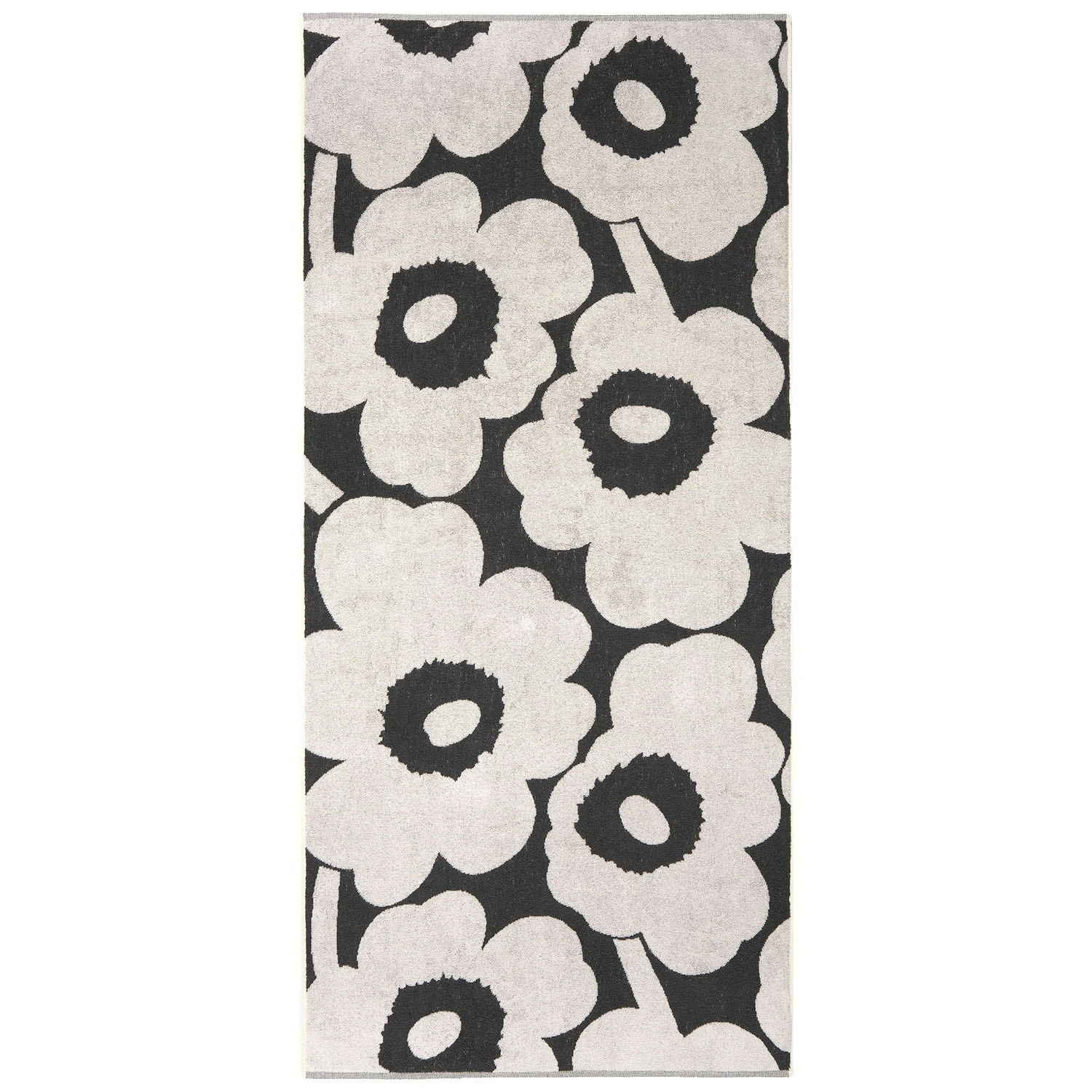 Marimekko Unikko Badhanddoek 70x150 Cm, Gebroken Wit/Houtskool 4 Marimekko Unikko Badhanddoek 70x150 Cm, Gebroken Wit/Houtskool - Afbeelding 2