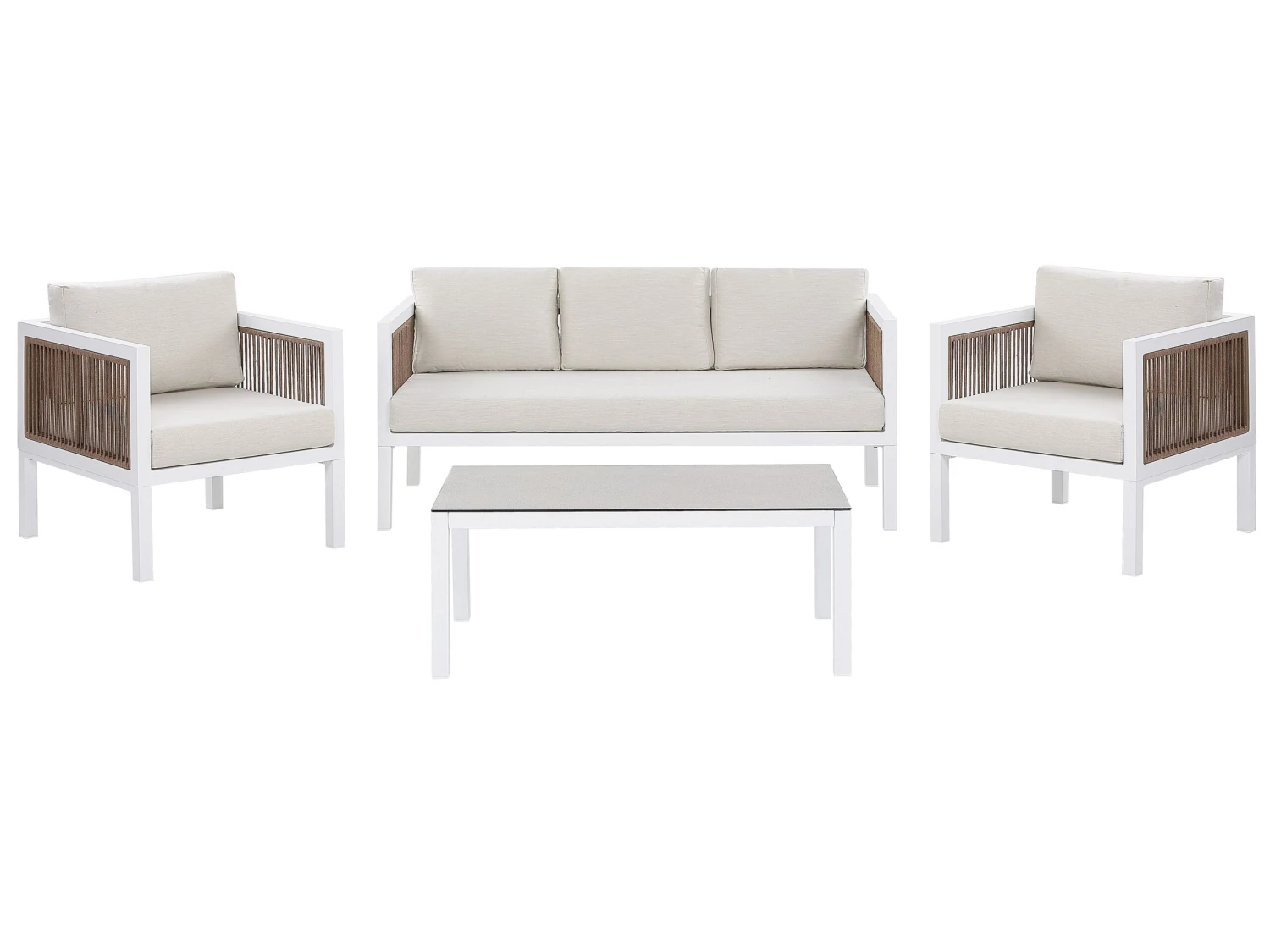Loungeset 5-zits Aluminium Wit/bruin BORELLO 3 Loungeset 5-zits Aluminium Wit/bruin BORELLO